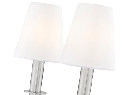 Z-Lite Tova 9" 2-Light Brushed Nickel Steel Frame White Fabric Shade Wall Sconce