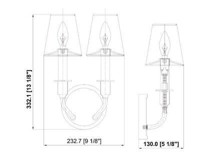 Z-Lite Tova 9" 2-Light Brushed Nickel Steel Frame White Fabric Shade Wall Sconce