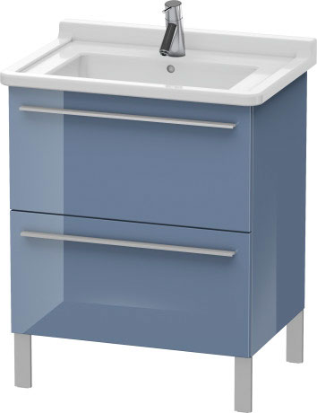 Duravit X-Large 26" x 26" x 18" Stone Blue High Gloss Finish Two Drawer Floorstanding Vanity Unit (XL653504747)