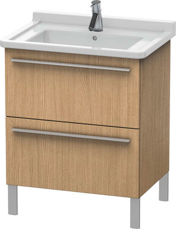 Duravit X-Large 26" x 26" x 18" European Oak Finish Two Drawer Floorstanding Vanity Unit (XL653505252)