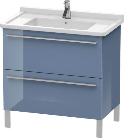 Duravit X-Large 31" x 26" x 18" Stone Blue High Gloss Finish Two Drawer Floorstanding Vanity Unit (XL653604747)