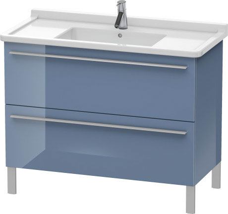 Duravit X-Large 39" x 26" x 18" Stone Blue High Gloss Finish Two Drawer Floorstanding Vanity Unit (XL653704747)