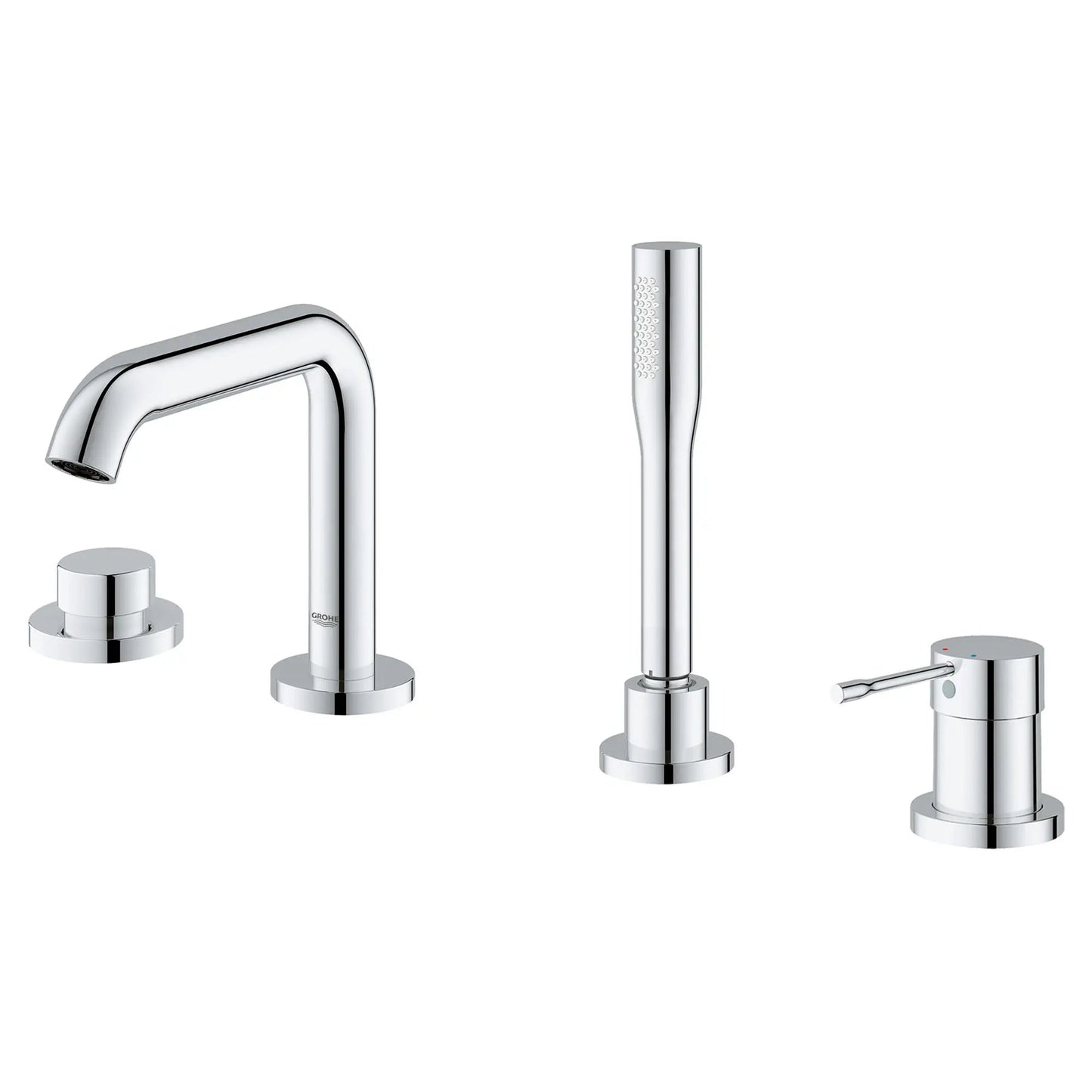 Grohe Essence 4-Hole Single-Handle Deck Mount StarLight Chrome Roman Tub Faucet With 1.75 GPM Hand Shower