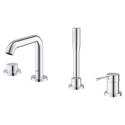 Grohe Essence 4-Hole Single-Handle Deck Mount StarLight Chrome Roman Tub Faucet With 1.75 GPM Hand Shower
