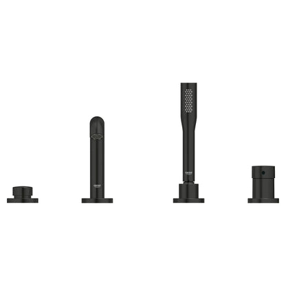 Grohe Essence 4-Hole Single-Handle Deck Mount Matte Black Roman Tub Faucet With 1.75 GPM Hand Shower