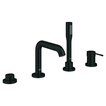 Grohe Essence 4-Hole Single-Handle Deck Mount Matte Black Roman Tub Faucet With 1.75 GPM Hand Shower