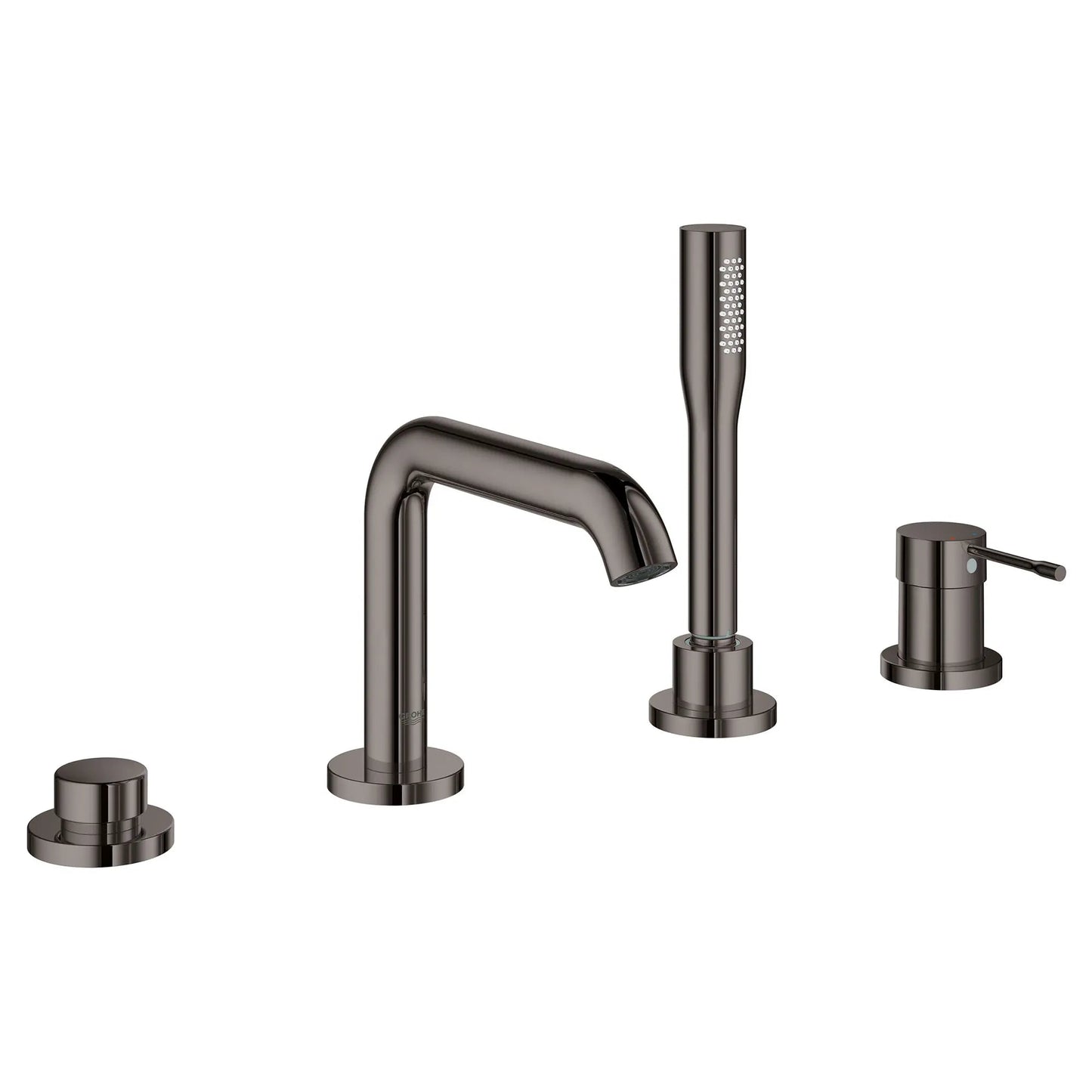 Grohe Essence 4-Hole Single-Handle Deck Mount Hard Graphite Roman Tub Faucet With 1.75 GPM Hand Shower