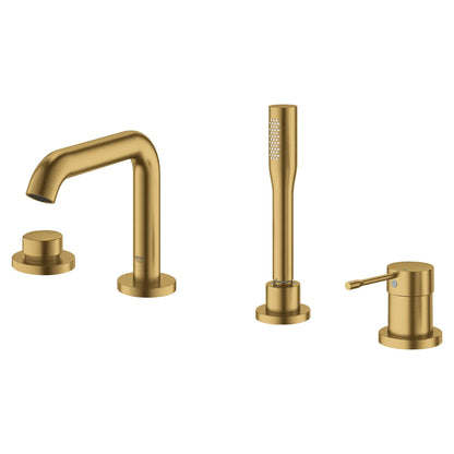 Grohe Essence 4-Hole Single-Handle Deck Mount Brushed Cool Sunrise Roman Tub Faucet With 1.75 GPM Hand Shower