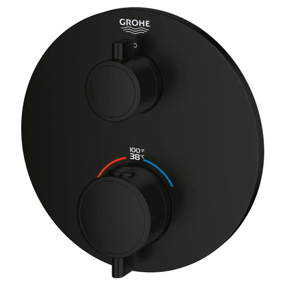 Grohe Grohtherm® Single Function 2-Handle Matte Black Thermostatic Valve Trim