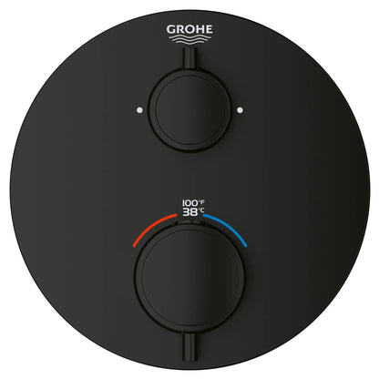 Grohe Grohtherm® Dual Function 2-Handle Thermostatic Matte Black Round Valve Trim