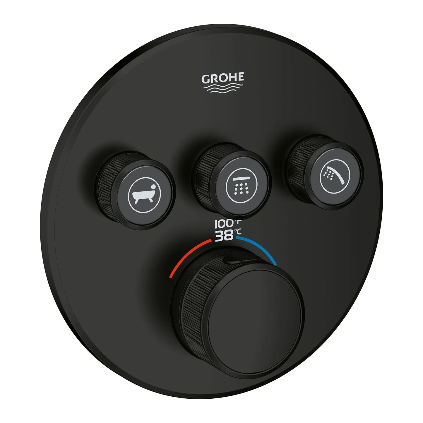Grohe Grohtherm® SmartControl Matte Black Triple Function Thermostatic Valve Trim