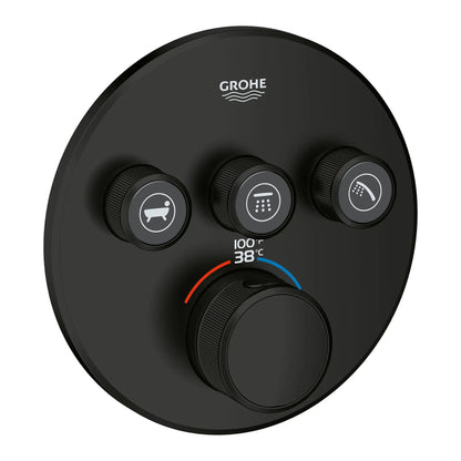 Grohe Grohtherm® SmartControl Matte Black Triple Function Thermostatic Valve Trim