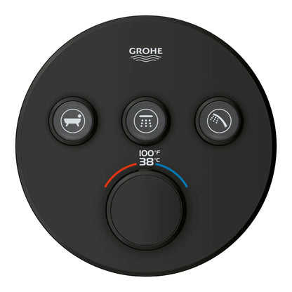 Grohe Grohtherm® SmartControl Matte Black Triple Function Thermostatic Valve Trim