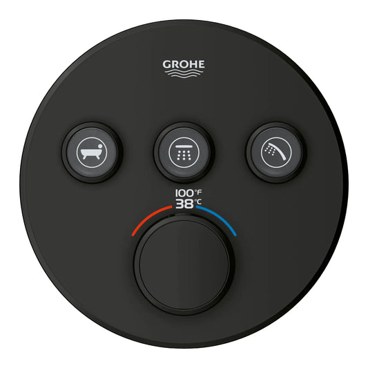 Grohe Grohtherm® SmartControl Matte Black Triple Function Thermostatic Valve Trim