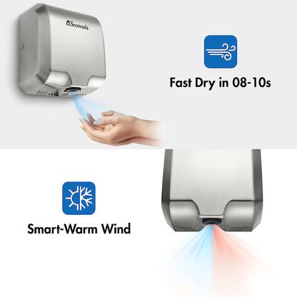5Seconds Optimizer Series 16" Brushed Stainless Steel 1800W Touch Free Electric Hand Dryer