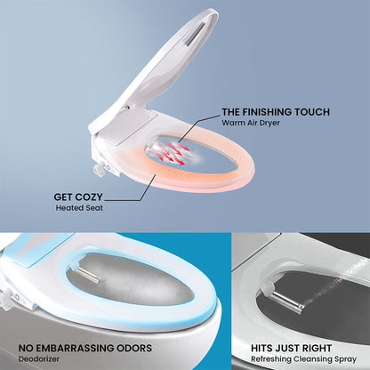 5Seconds RS Series 15" White Elongated Soft Close Smart Electric Bidet Toilet Seat