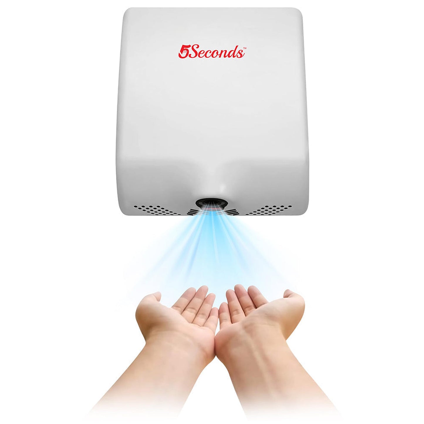 5Seconds Ultimate Series 11" White Stainless Steel High Velocity 1000W Touch Free Electric Hand Dryer