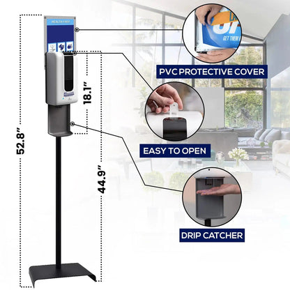 5Seconds Zoho Series 6" White Touchless Automatic Wall-Mounted Liquid Soap Dispenser With Infrared Sensor and Floor Stand