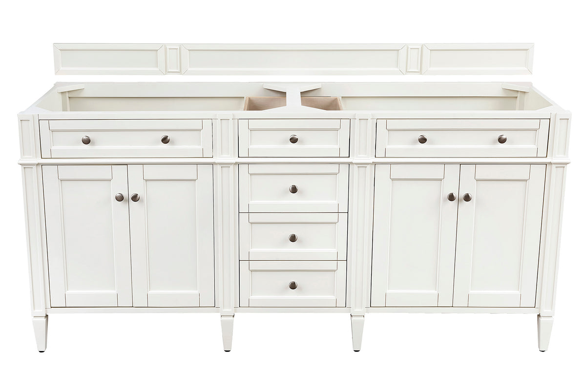 James Martin Vanities Brittany 72" Bright White Double Vanity With 3 CM Tajnar Eclos Top