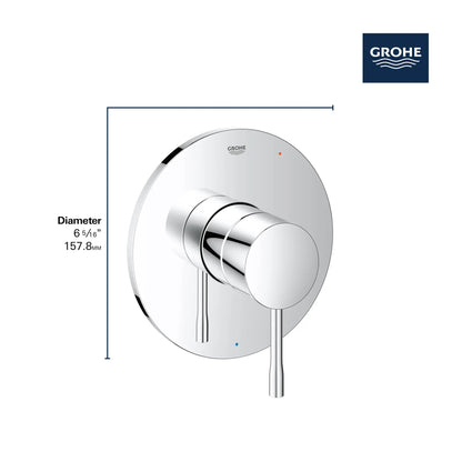 Grohe Essence Double Ceramic Pressure Balance StarLight Chrome Valve Trim With Cartridge