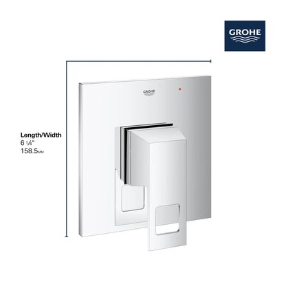 Grohe Eurocube® Pressure Balance Metal Handle and Plate StarLight Chrome Valve Trim With Cartridge