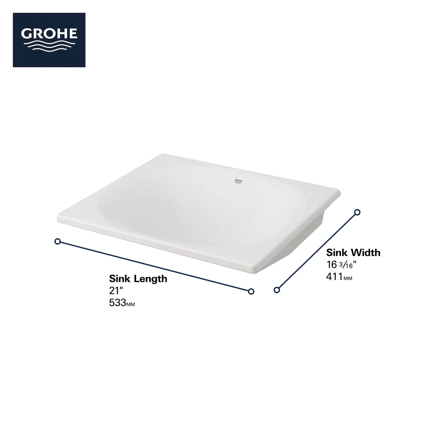 Grohe Eurocube® 21" Alpine White Undermount Bathroom Sink