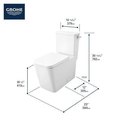 Grohe Eurocube® Right-Hand Trip Lever Two-Piece Right Height Alpine White Elongated Toilet With Seat