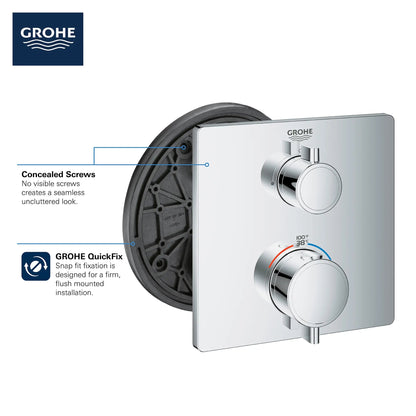 Grohe Grohtherm® Single Function 2-Handle StarLight Chrome Thermostatic Valve Trim