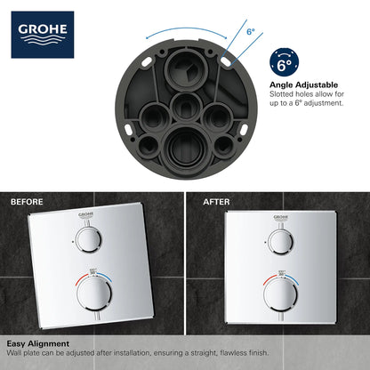 Grohe Grohtherm® Single Function 2-Handle StarLight Chrome Thermostatic Valve Trim