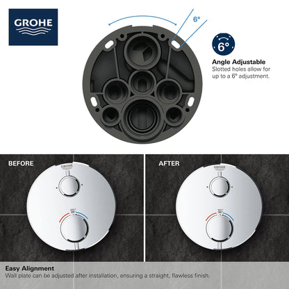 Grohe Grohtherm® Dual Function 2-Handle Thermostatic StarLight Chrome Round Valve Trim