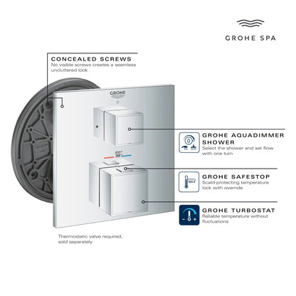 Grohe Grohtherm Cube® Dual Function 2-Handle StarLight Chrome Thermostatic Valve Trim