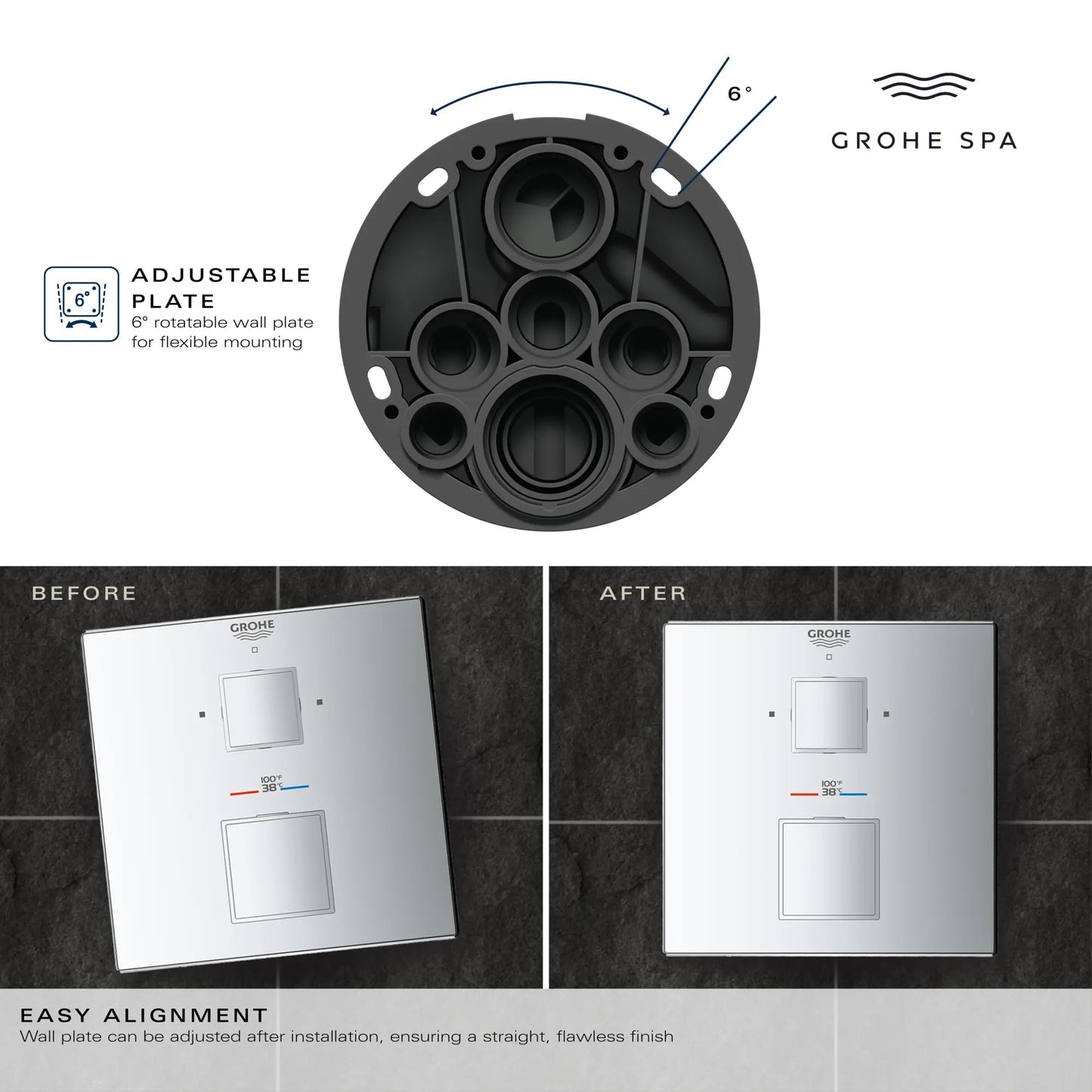 Grohe Grohtherm Cube® Dual Function 2-Handle StarLight Chrome Thermostatic Valve Trim