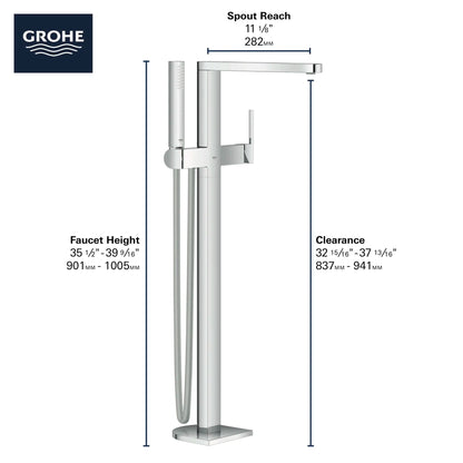 Grohe Plus Single-Handle StarLight Chrome Freestanding Tub Faucet With 1.75 GPM Hand Shower