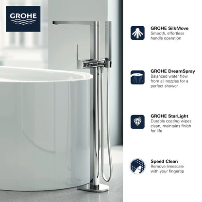Grohe Plus Single-Handle StarLight Chrome Freestanding Tub Faucet With 1.75 GPM Hand Shower