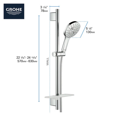 Grohe Rainshower™ SmartActive 24" 1.75 GPM 3-Spray StarLight Chrome Shower Slide Bar Kit
