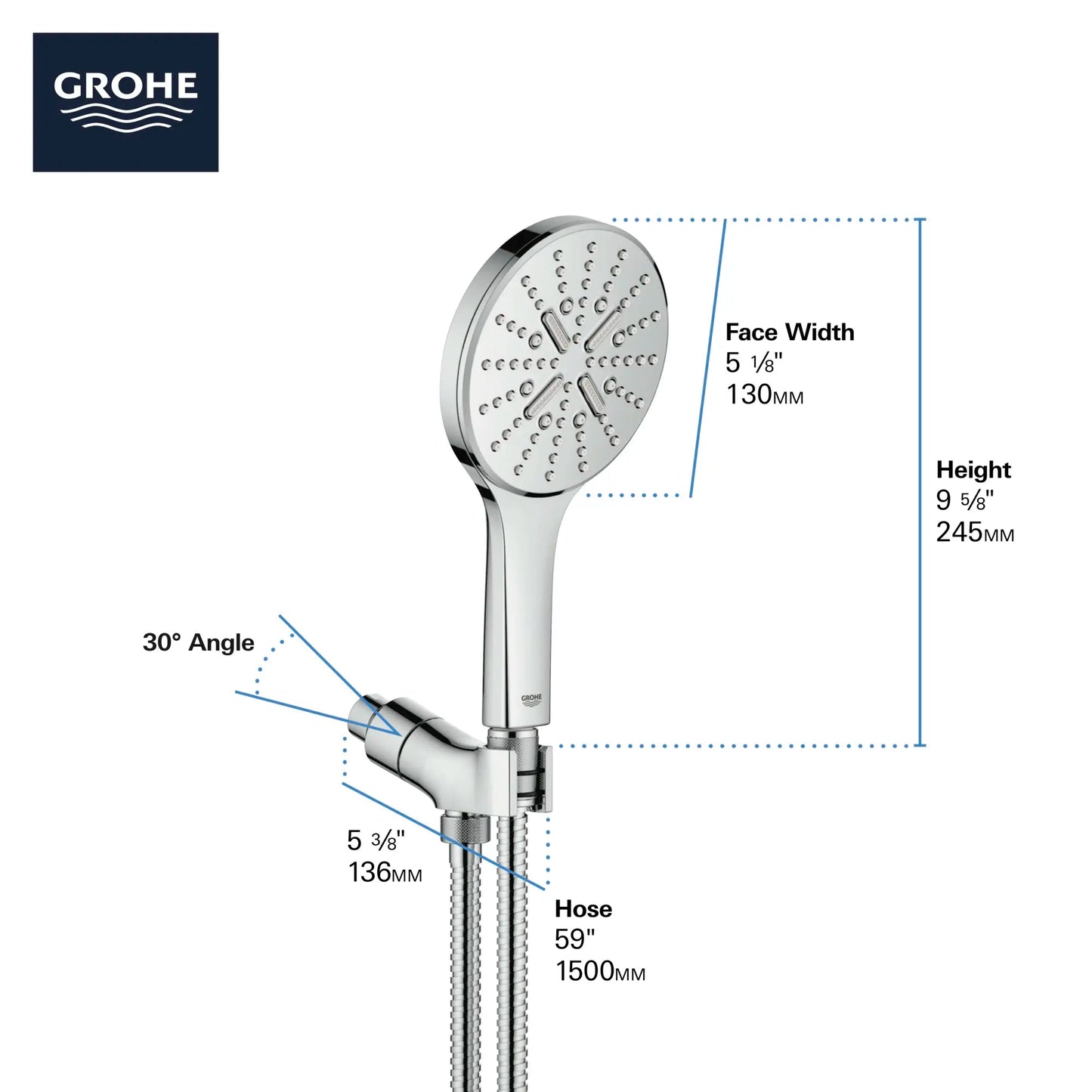 Grohe Rainshower™ SmartActive 1.75 GPM 3-Spray Brushed Nickel Infinity Hand Shower Kit