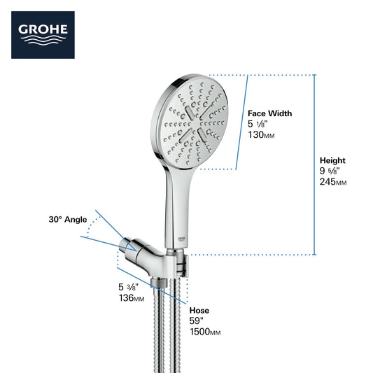 Grohe Rainshower™ SmartActive 1.75 GPM 3-Spray Brushed Nickel Infinity Hand Shower Kit