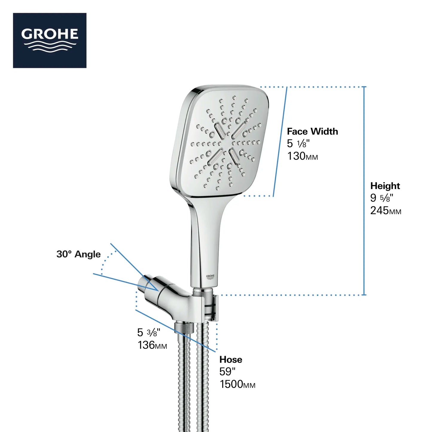 Grohe Rainshower™ SmartActive 1.75 GPM 3 Sprays Brushed Nickel Infinity Hand Shower