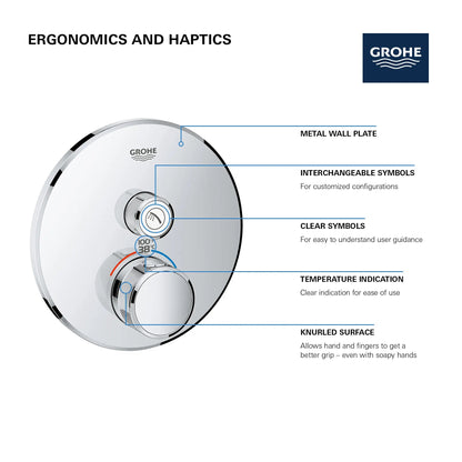 Grohe Grohtherm® SmartControl Single Function StarLight Chrome Thermostatic Valve Trim