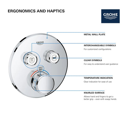 Grohe Grohtherm® SmartControl StarLight Chrome Dual Function Thermostatic Valve Trim