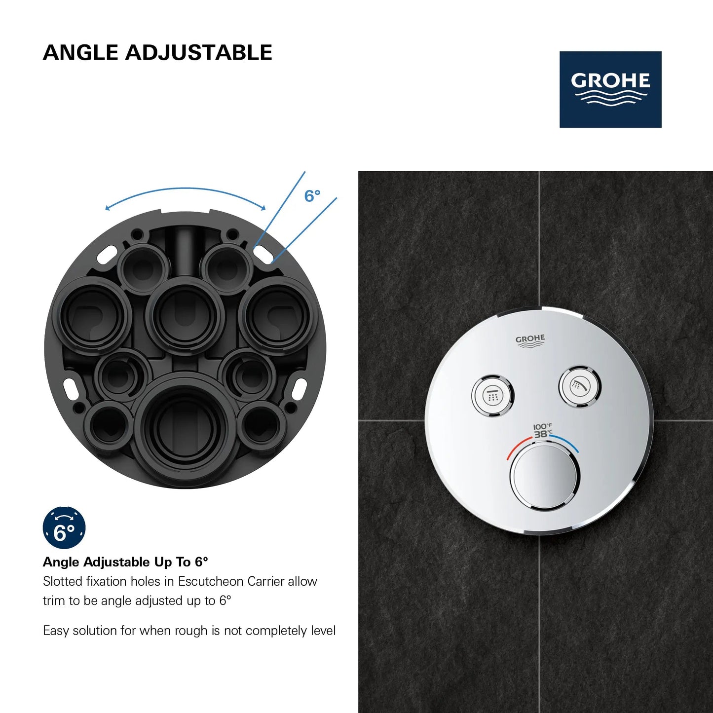Grohe Grohtherm® SmartControl Moon White Dual Function Thermostatic Round Valve Trim