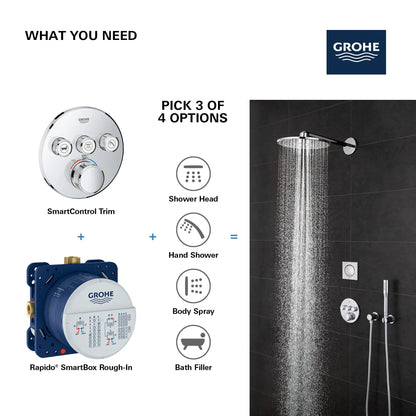 Grohe Grohtherm® SmartControl Moon White Triple Function Thermostatic Round Valve Trim