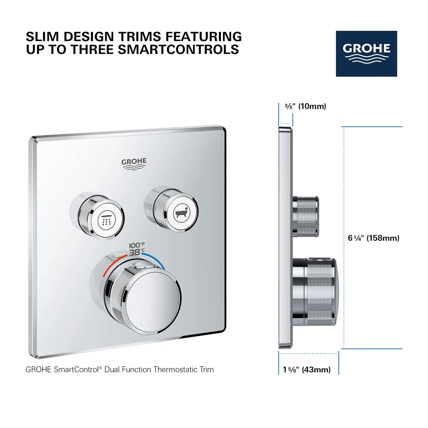 Grohe Grohtherm® Moon White SmartControl Dual Function Thermostatic Valve Trim
