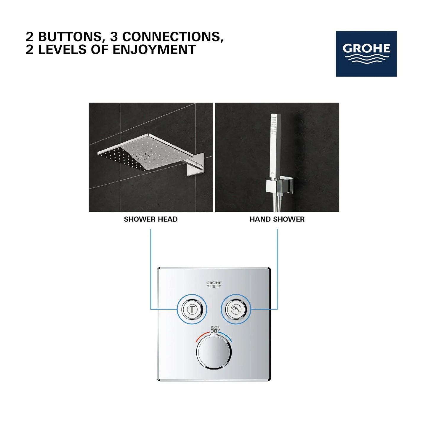 Grohe Grohtherm® Moon White SmartControl Dual Function Thermostatic Valve Trim
