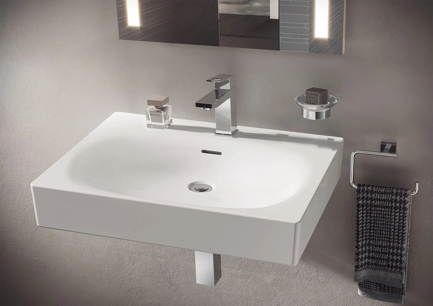 Grohe Eurocube® 24" 1-Hole Wall Mount Alpine White Bathroom Sink