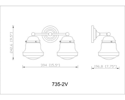 Z-Lite Vaughn 16" 2-Light Chrome Steel Frame Matte Opal Glass Shade Vanity Light