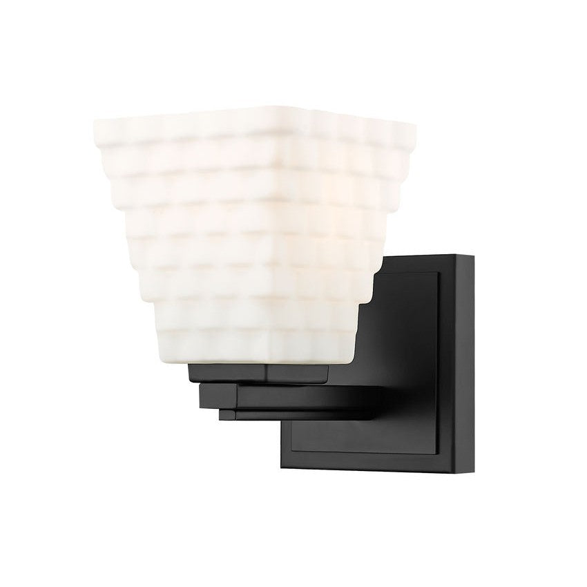 Z-Lite Annalise 7" 1-Light Matte Black Matte Opal Glass Shade Wall Sconce