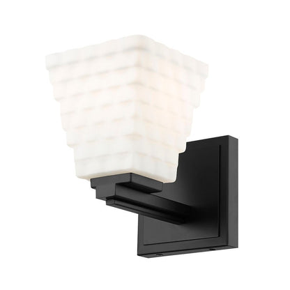 Z-Lite Annalise 7" 1-Light Matte Black Matte Opal Glass Shade Wall Sconce