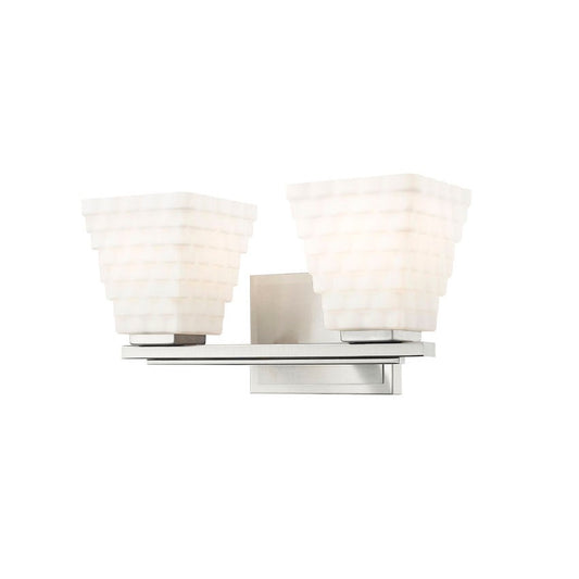 Z-Lite Annalise 14" 2-Light Brushed Nickel Matte Opal Glass Shade Vanity Light