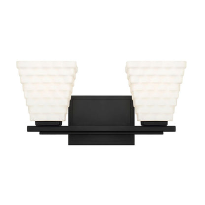 Z-Lite Annalise 14" 2-Light Matte Black Matte Opal Glass Shade Vanity Light